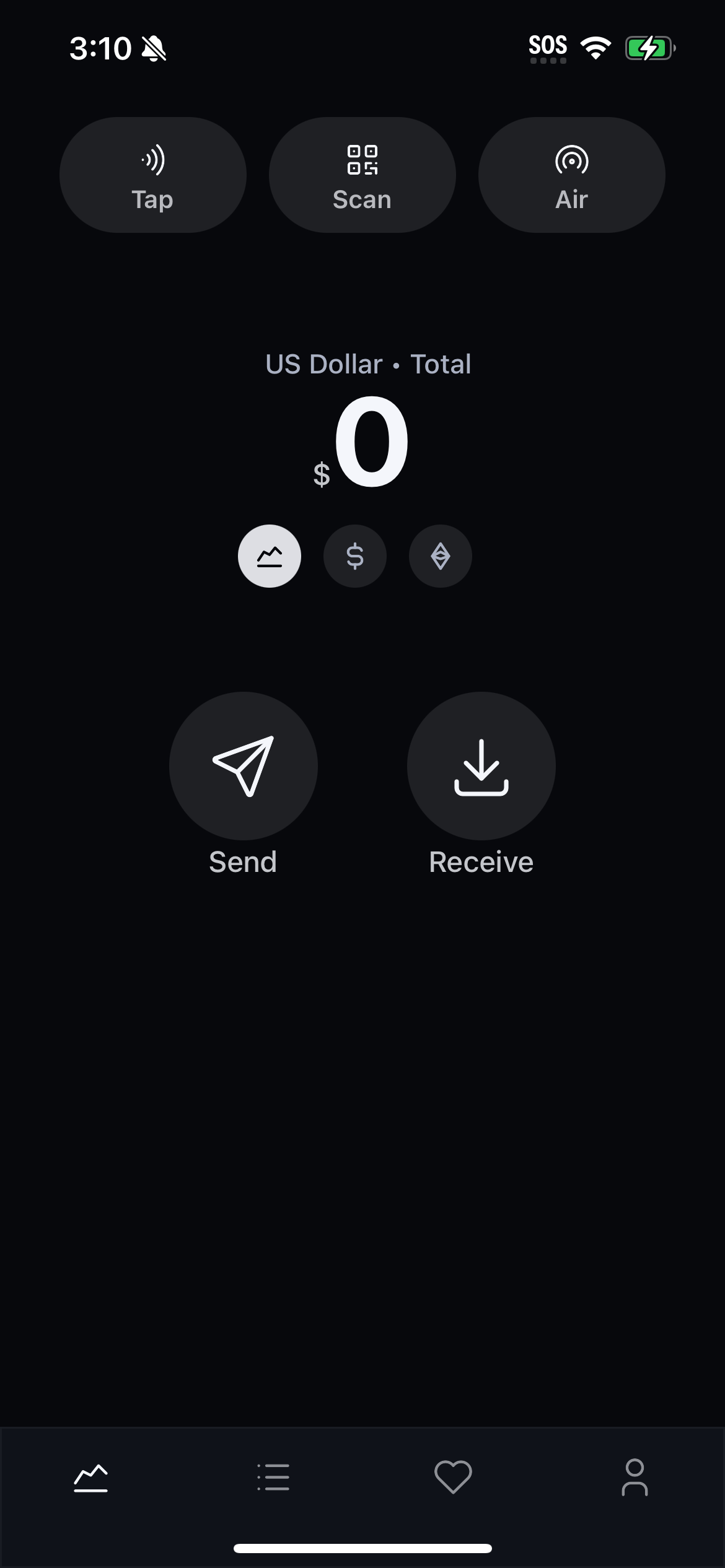 Friend's home screen ready to receive payment